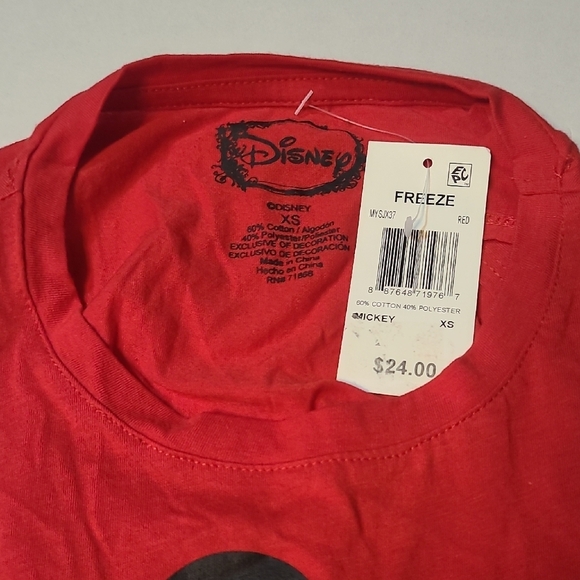 Disney Womens Red Tank Top with Mickey Mouse Graphic Sequin Accents Size XS NWT - Picture 4 of 9
